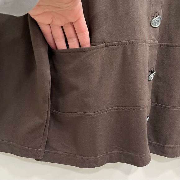 White Lotus by Neon Buddha chocolate brown button front jacket cotton spandex M - Picture 5 of 7